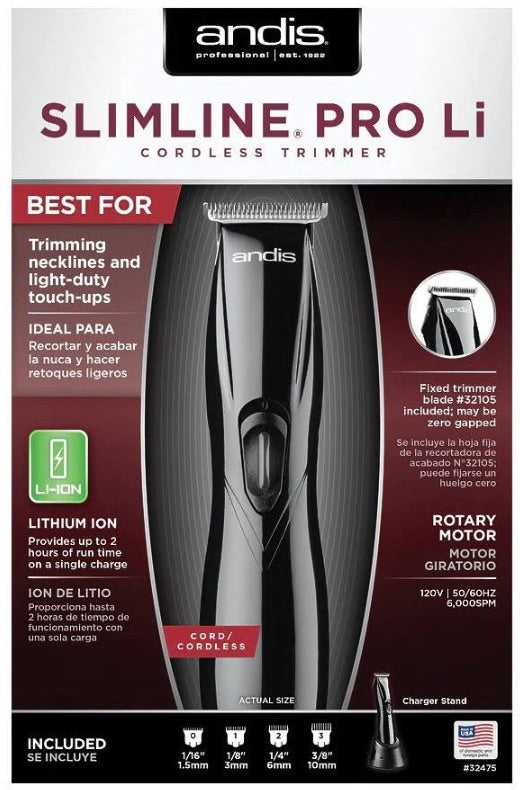 Andis Slimline Pro Li Trimmer (Black) - Barber Salon Supply